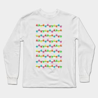 String of Pixel Glowing Christmas Lights Pattern (White) Long Sleeve T-Shirt